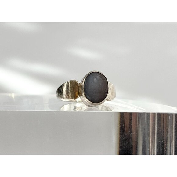 Moonstone Accented Modernist Minimalist 925 Sterling Silver Vintage Ring - sz 6 - Picture 5 of 11